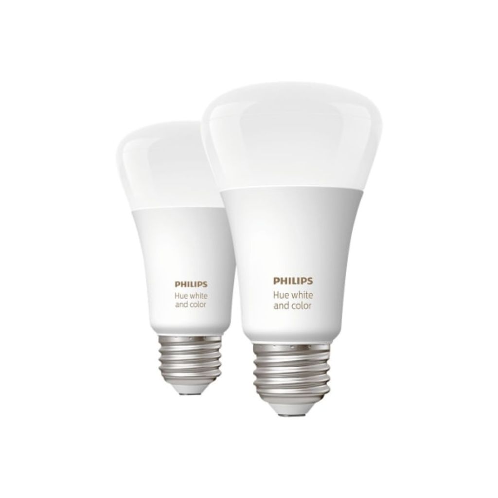 Philips Hue White & Color A19 60W Smart Light Bulbs: Dimmable, 800 Lumens - 2 LED Bulbs