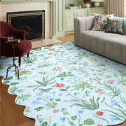 Lansatte Blue Floral Washable Rugs, 5x7 Area Rug