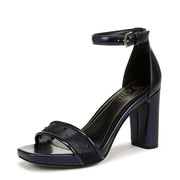 Naturalizer Womens Joy Ankle Strap Heeled Dress Sandal Midnight Blue Mesh Sparkle (6 M)