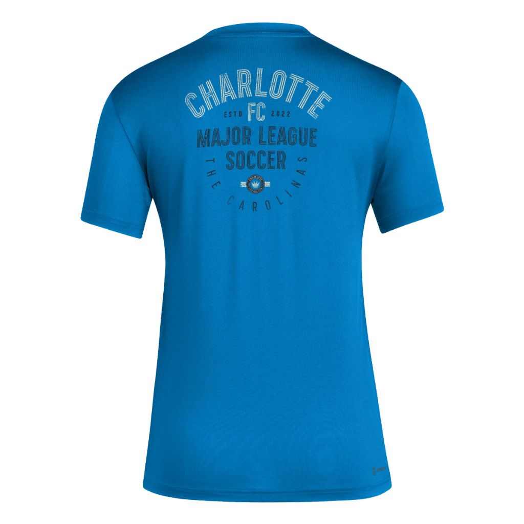 adidas Women's Local Stoic Short Sleeve Pre-Game T-Shirt - Charlotte FC, Sharp Blue (XXL)