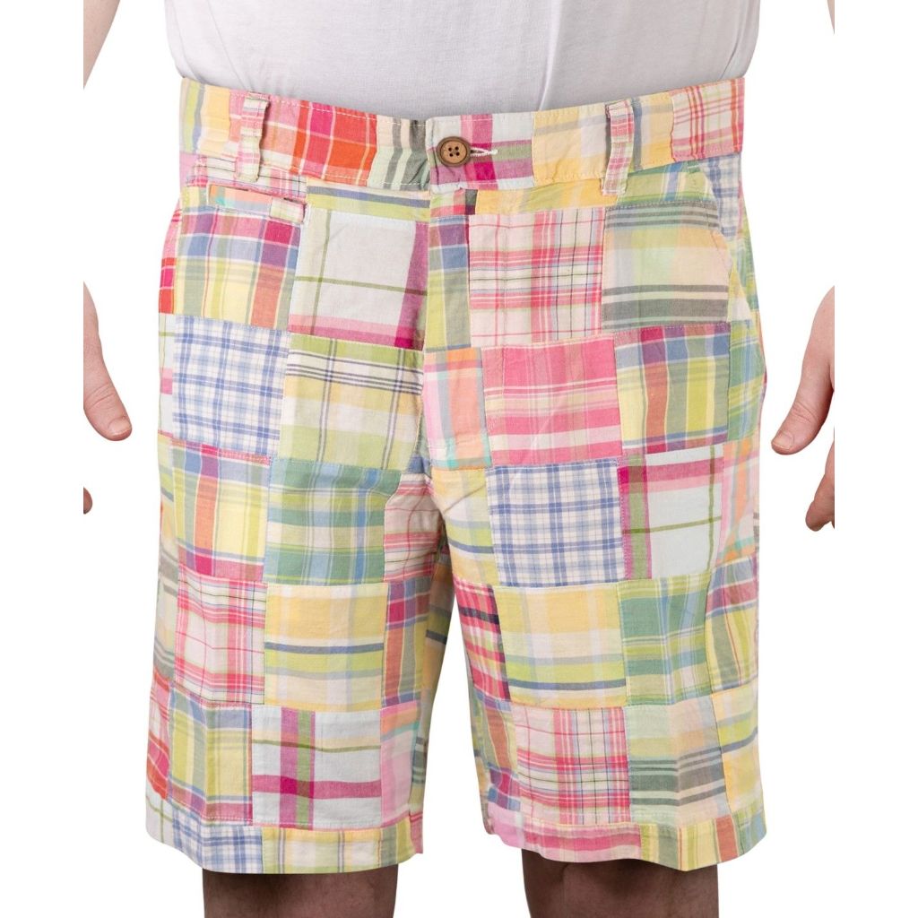 Vintage 1946 Men's Acid Wash Madras 9" Shorts - Light Blue