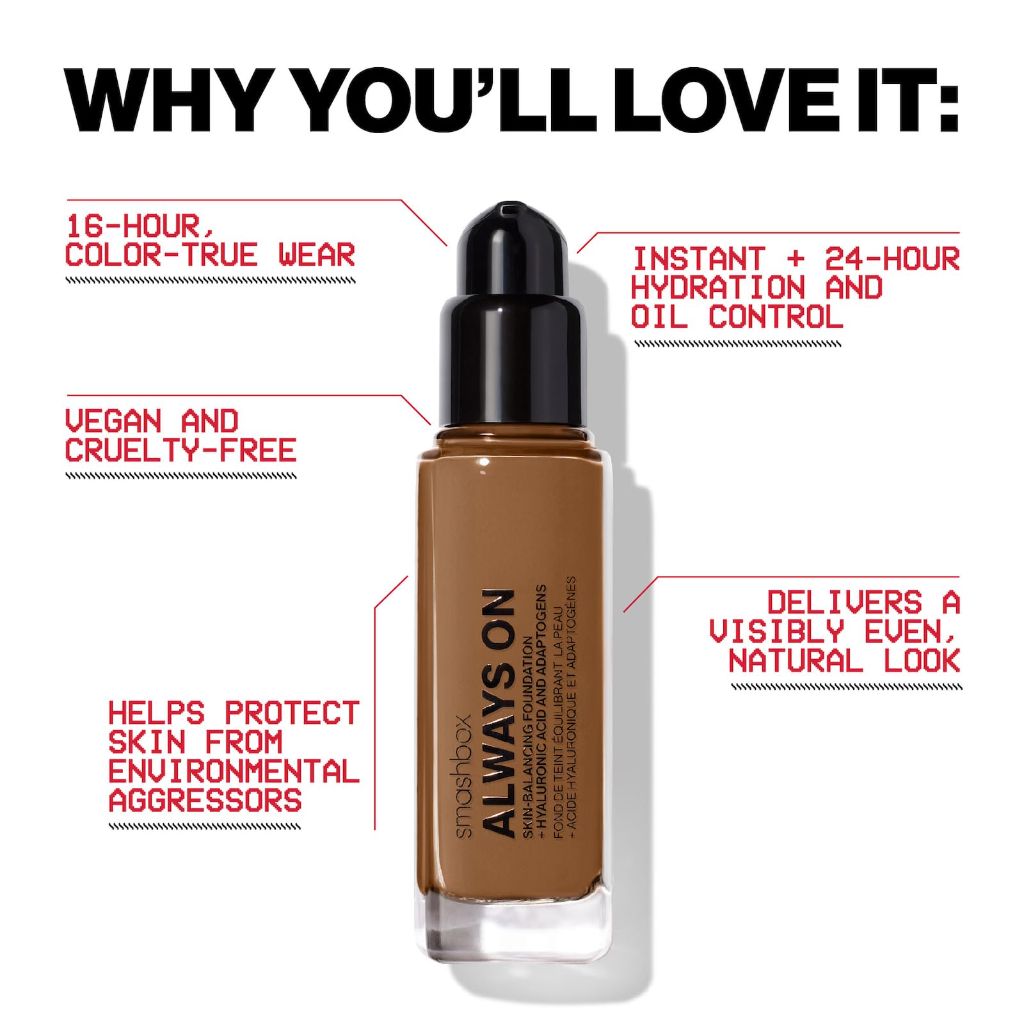 Smashbox Always On Skin-Balancing Foundation | Medium-To-Full Coverage Foundation - 1 fl. oz.