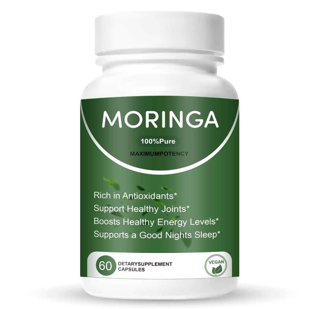 Moringa Capsules,1200mg Pure Moringa Powder Organic Capsules - 60ct
