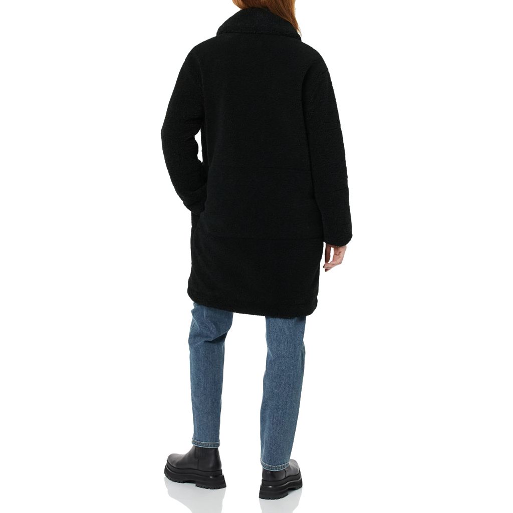 Amazon Essentials Women's Oversized Teddy Sherpa Coat, Black, Large