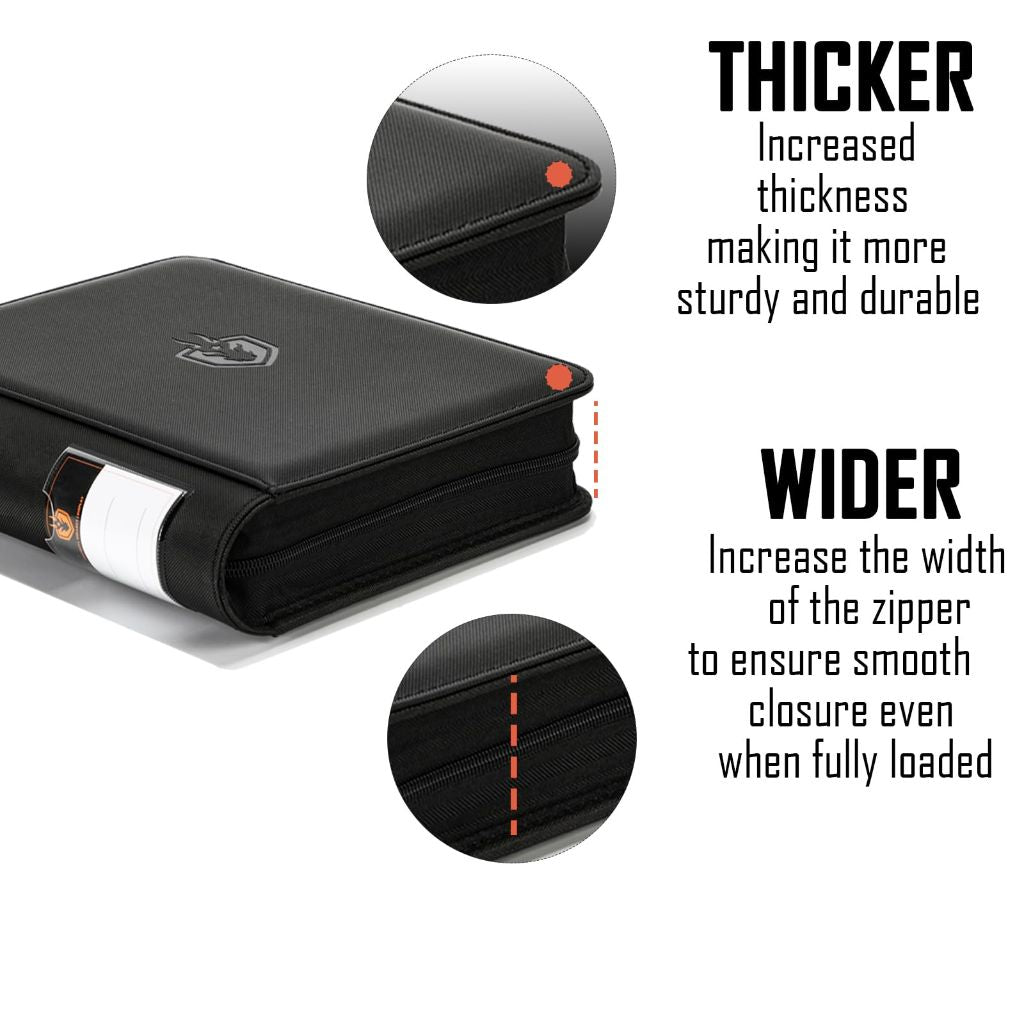 Toploader Binder, 4-Pocket Holds 128 Cards in 3" x 4" Rigid Card Holders (Black)