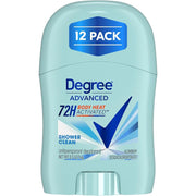 Degree Advanced Antiperspirant Deodorant, Shower Clean 12-Pack – Travel Deodorant for Women, 72H Protection, 0.5 Oz Ea