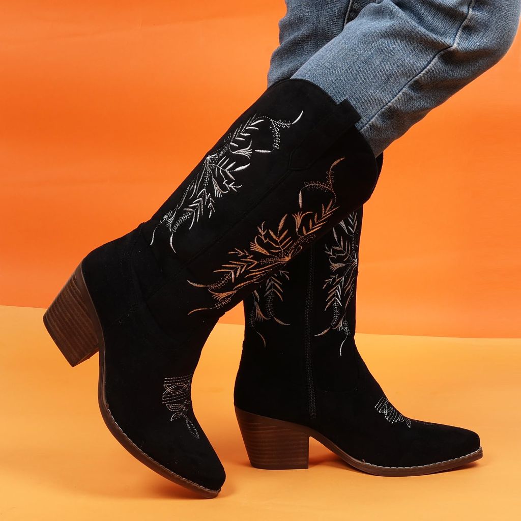 Gioanroca Cowboy Boots for Women, Black - size 10
