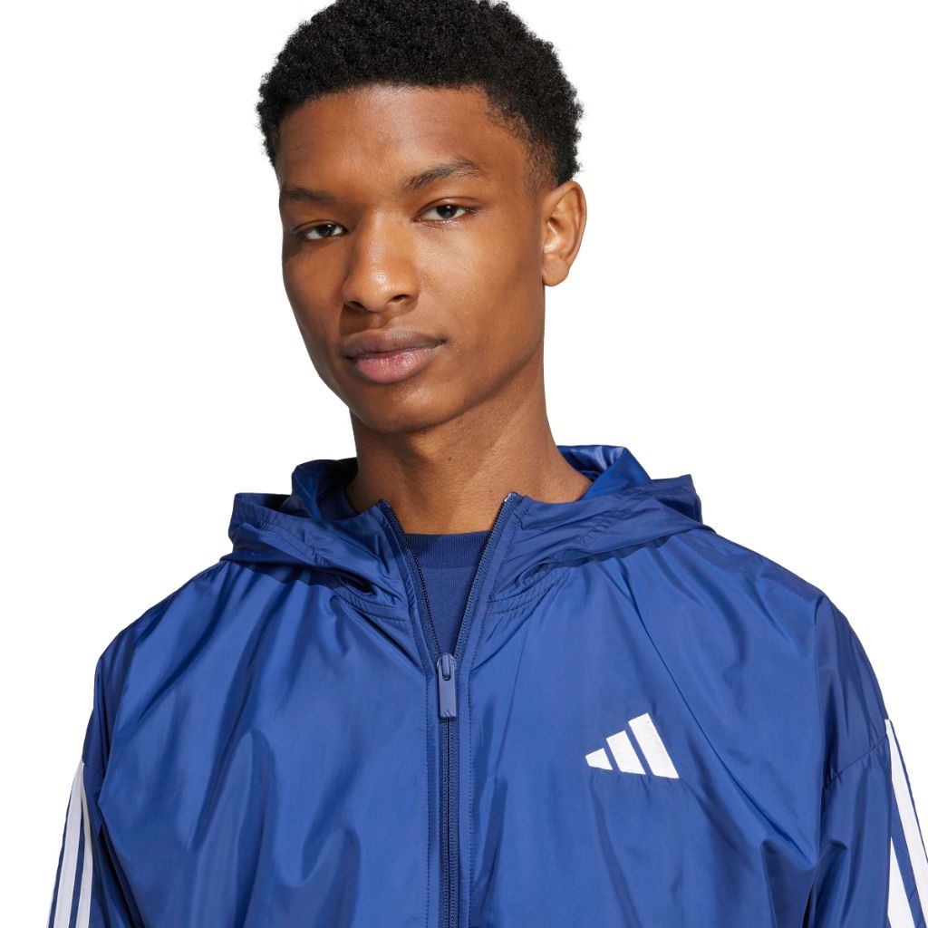 adidas Men's Essentials 3-Stripes Sportswear Windbreaker - Dark Blue/White, XX-Small
