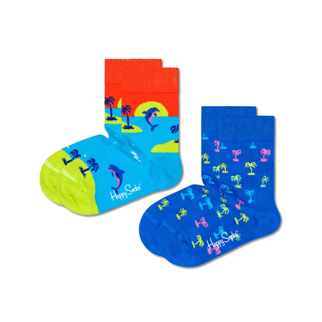 SZ 4-6Y Happy Socks Kids 2-Pack Sunset Socks, Blue