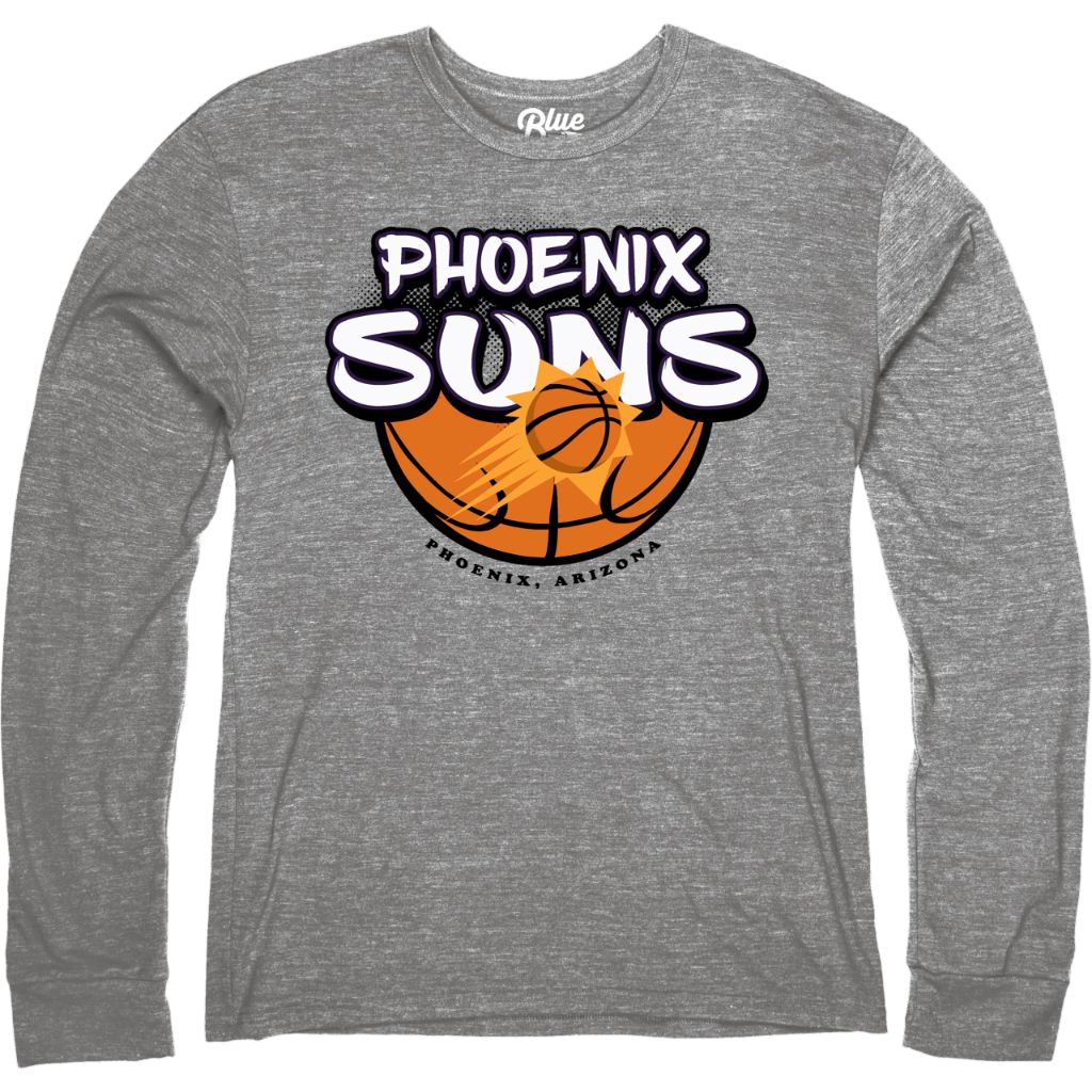 Phoenix Suns NBA Officially Licensed Tri-Blend Long Sleeve T-Shirt Heather Gray, XX-Large