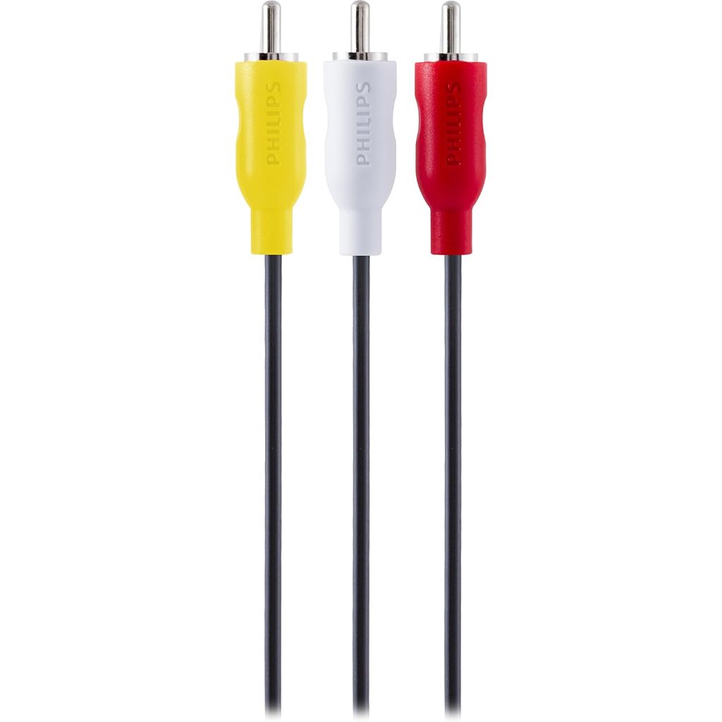 Philips Composite Audio/Video Cable 2 Pack, 6 Ft. Cable, Connect TV to A/V Components, RCA Connection, Black, SWA3513B/37