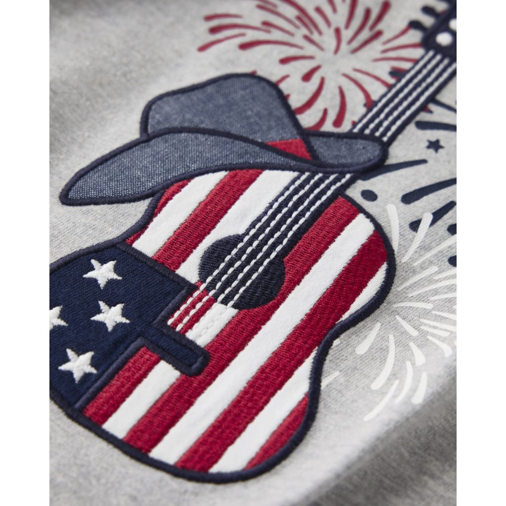 Gymboree Boys and Toddler Embroidered Graphic Short Sleeve T-Shirts Shirt, Guitar Fireworks, 12 US