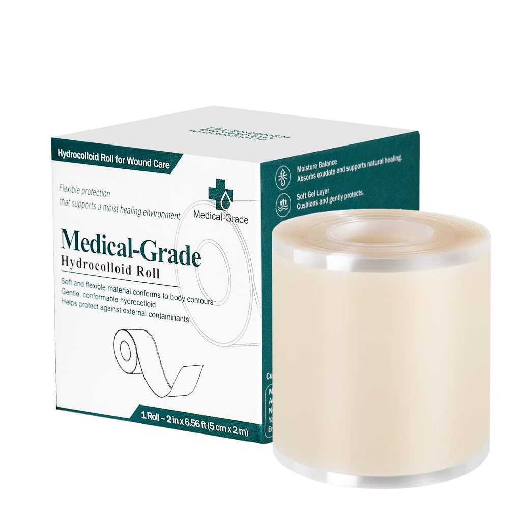 Medical-Grade Hydrocolloid Roll Wound Care Tape (2in x 6.56ft)