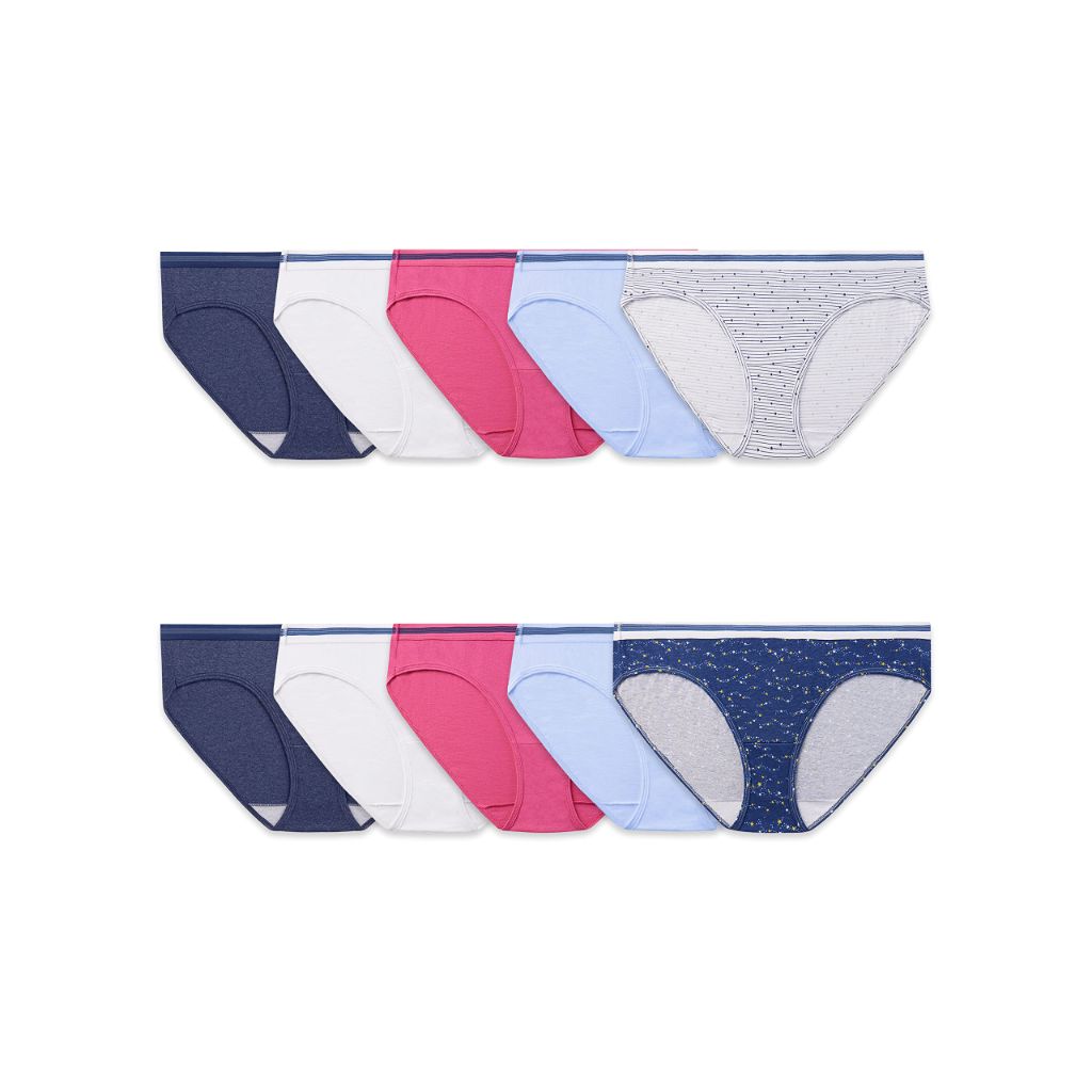 Fruit of the Loom Women's Tag Free Cotton Hipster Panties, Assorted Color (10pk) - size 6/M