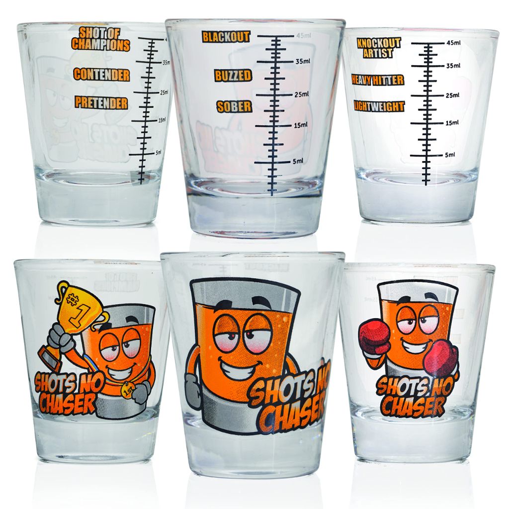 Funny Shot Glasses Gifts Set (6 Glasses)