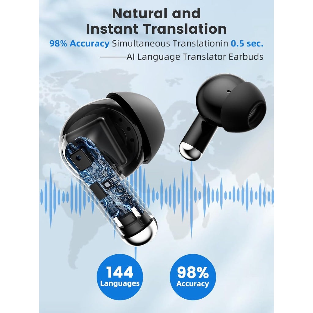AI Translation Earbuds, Real Time Supports 144 Languages, for Android/iOS
