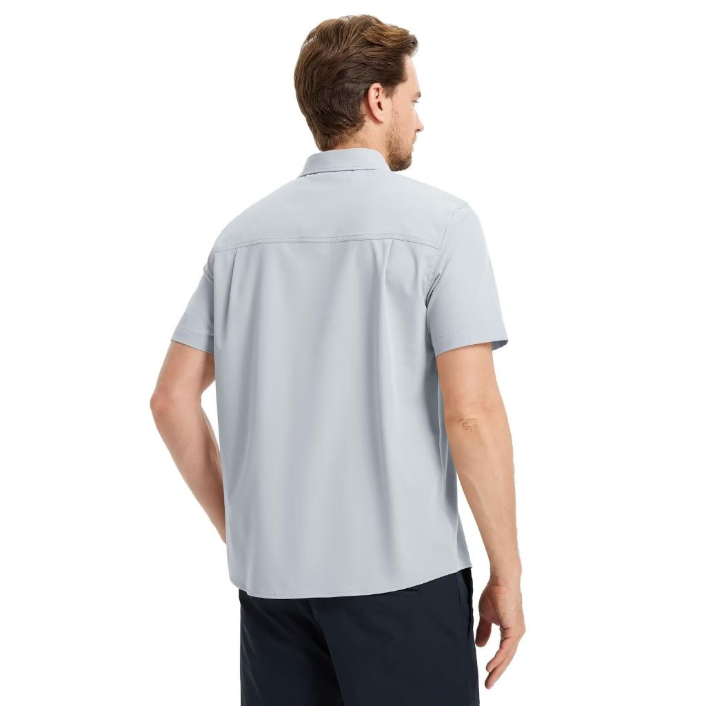 Men's Short Sleeve Button Down Shirt, Glacier Grey, Large