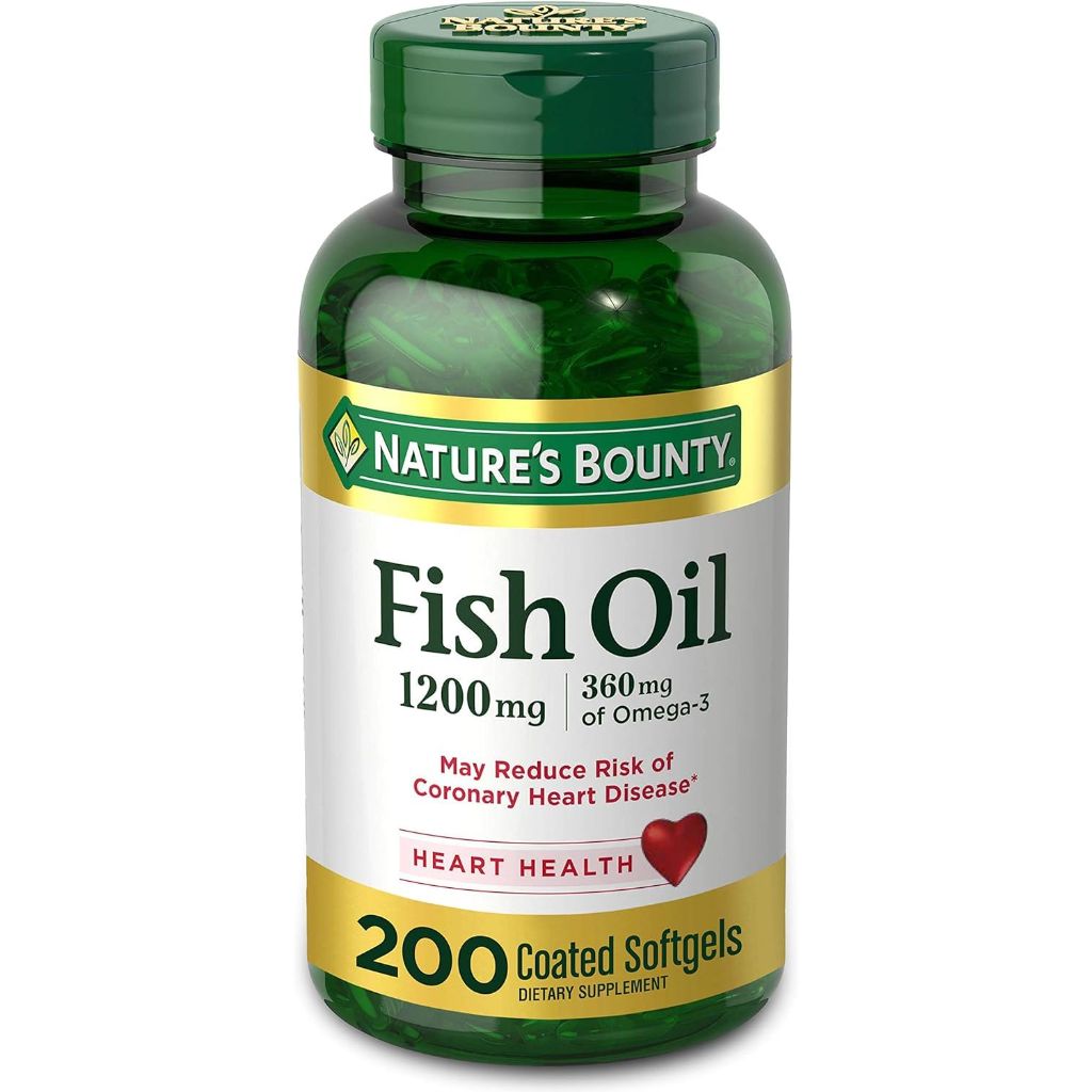 FIsh Oil by Nature's Bounty, Dietary Supplement, Omega 3. Supports Heart Health, 1200 Mg, 200 Rapid Release Softgels