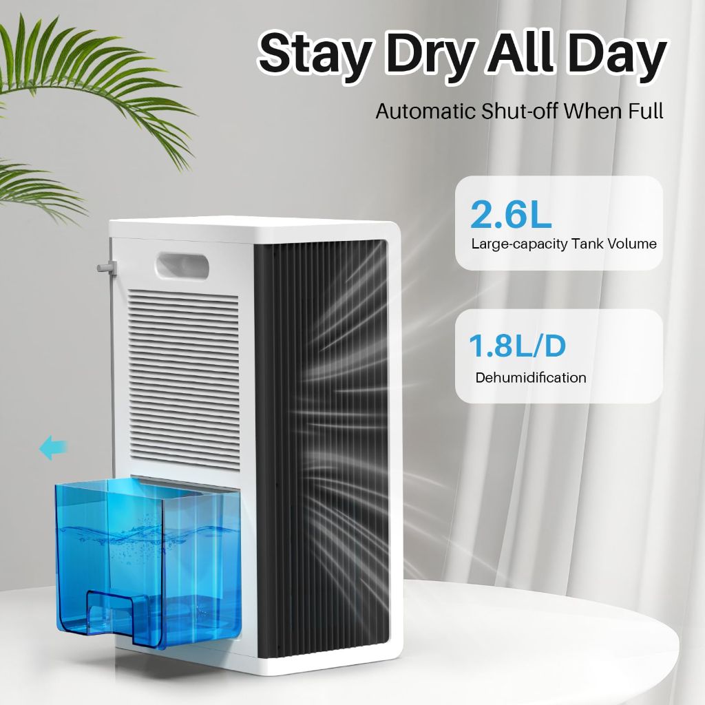 OKYUK Dehumidifier, 95 oz, 1000 sq. ft Dehumidifiers for Bedroom with 7 Colors LED Light