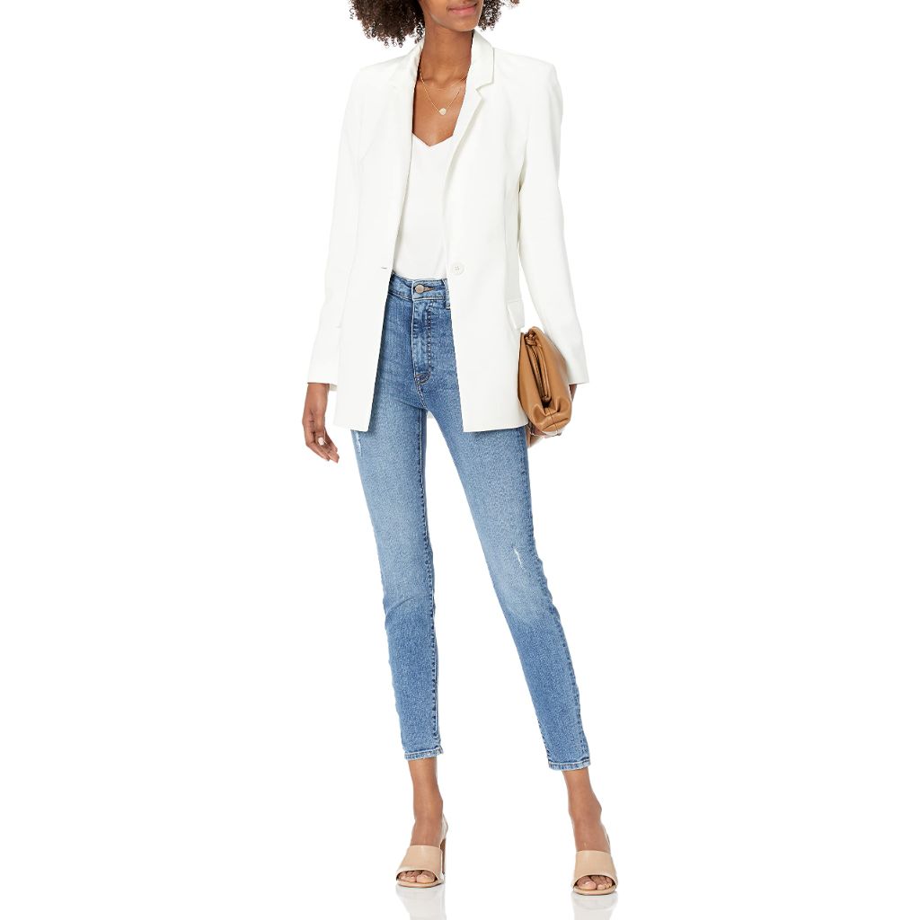 The Drop Women's Blake Long Blazer, Ivory, X-Small