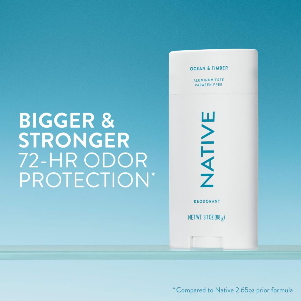 Native Aluminum Free Deodorant, Ocean & Timber, Large Size Stick | 3.1 oz