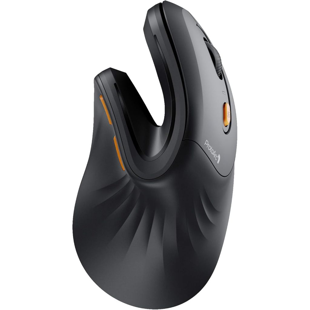 ProtoArc EM11 NL Wireless Ergonomic Mouse, Bluetooth Rechargeable Vertical Mouse, 3 Multi-Device Connectivity - Black
