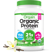 Orgain Organic Vegan Protein Powder, Vanilla Bean - 21g Plant Protein, 4g Prebiotic Fiber, No Lactose Ingredients, No Added Sugar, Non-GMO, For Shakes & Smoothies, 2.03 lb (Packaging May Vary)