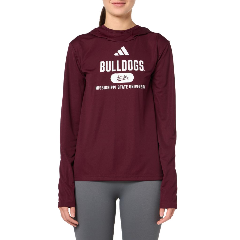 Adidas Women's D4T Mississippi State University Lightweight Hoodie, Team Maroon/White/Mississippi State University, X-Large