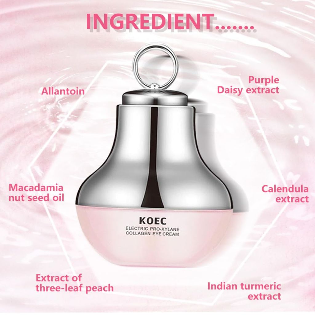 KOEC Electric Pro-Xylane Collagen Eye Cream for Dark Circles and Puffiness Firming Eye Cream with Electric Massage