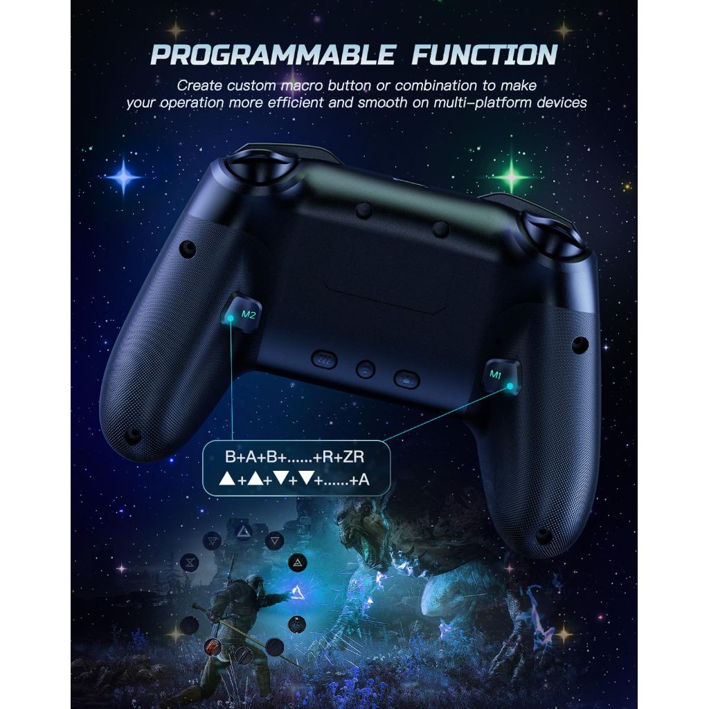 VOYEE Switch Controller, LED Star Wireless Pro Controller, Blue Star Sky