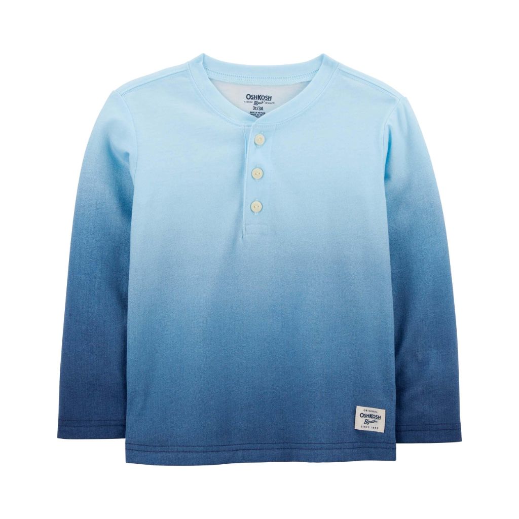 OshKosh Boy Long Sleeve Henley, Blue Gradient, 24M