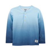 OshKosh Boy Long Sleeve Henley, Blue Gradient, 24M