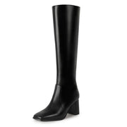 IDIFU Black Boots for Women Knee High (New Black Pu, 8)