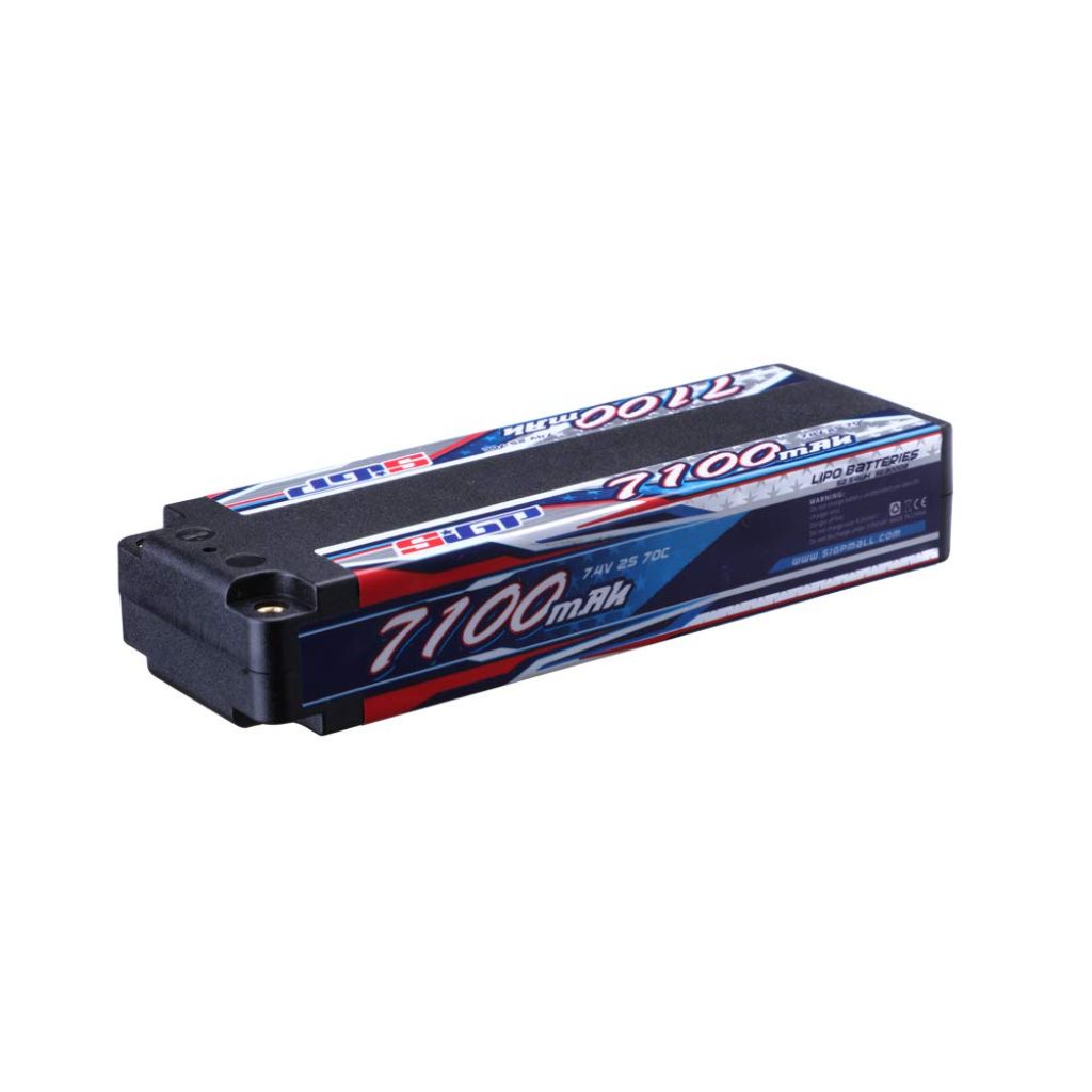 SIGP -  7100mAh 2S 70C 7.4V Lipo Battery Hard Case with 4mm Bullet for RC Vehicle Car Truggy Truck Racing Model