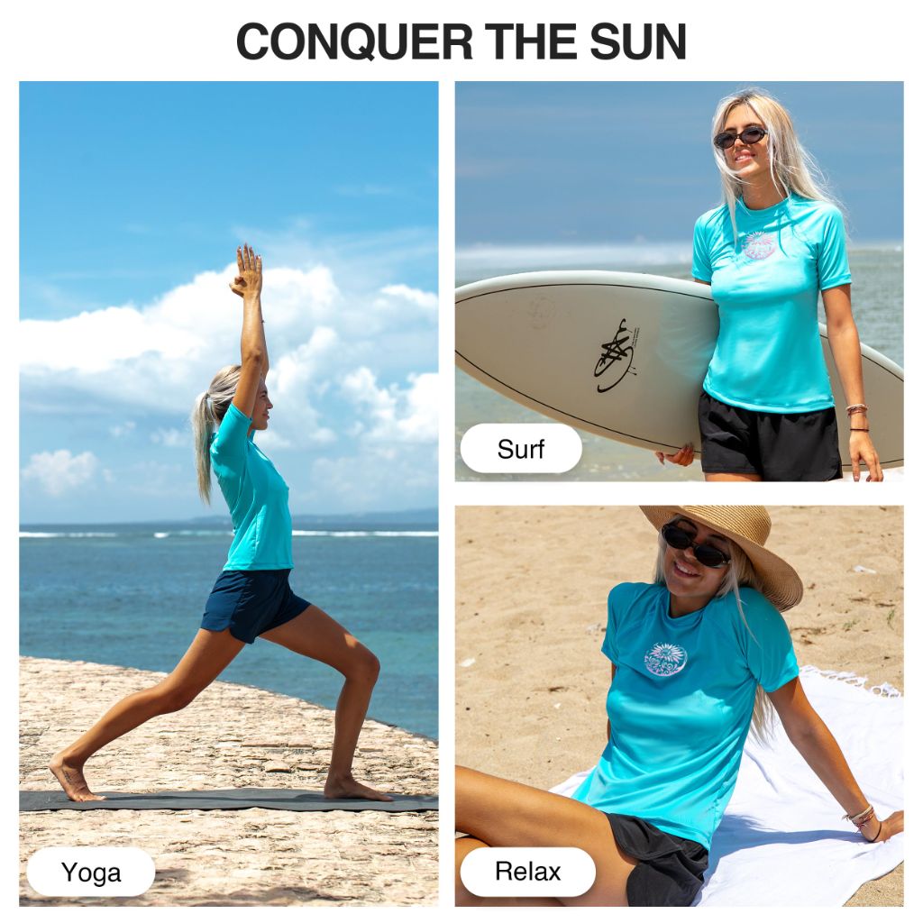 Serenity S/S Rashguard, Aqua - size L