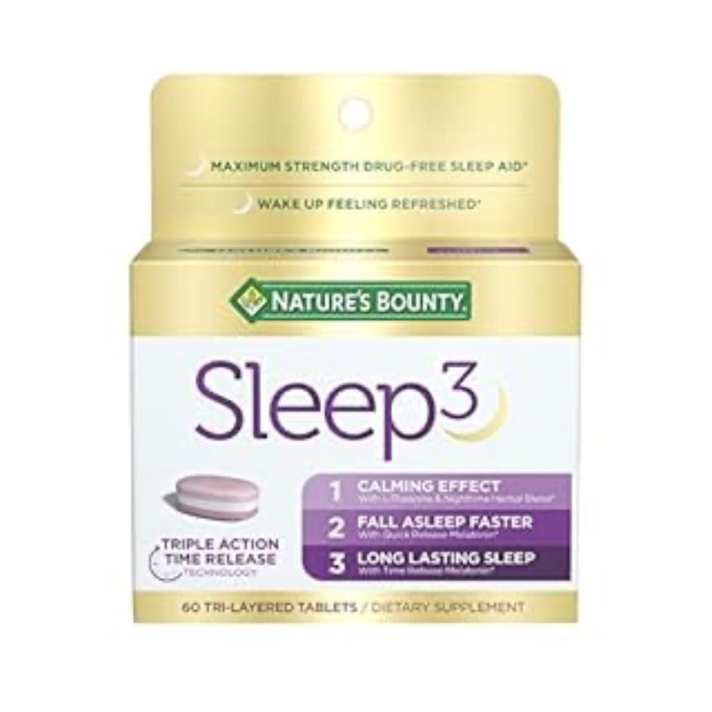Nature’s Bounty Sleep3 Melatonin Supplement Tablets  10mg  60 Count