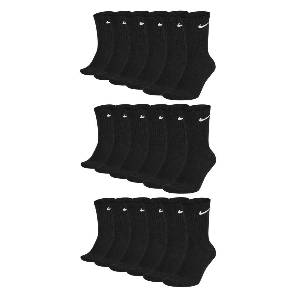 Nike Men's 3 Pack Large Everyday Cushion Crew Socks (Black) - Large, Shoe size 8-12
