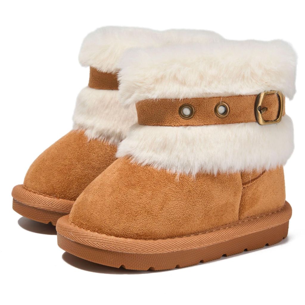 Newsonet Baby Snow Winter Boots, Camel, Size 12-18 Months Toddler