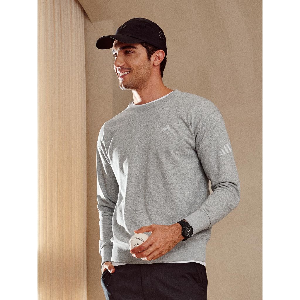 NORTHYARD Men's Crewneck Long Sleeve Sweatshirt, GREYHEATHER, M