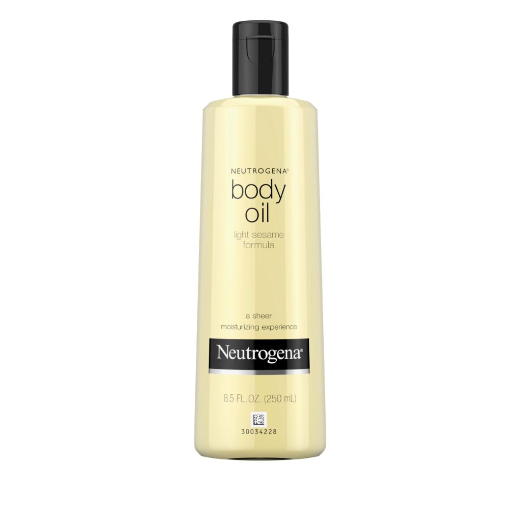 Neutrogena Body Oil Light Sesame Formula, 8.5 fl oz, Radiant Glow Moisturizer for Dry Skin, Bath & Shower Oil For Smooth and Hydrated Skin