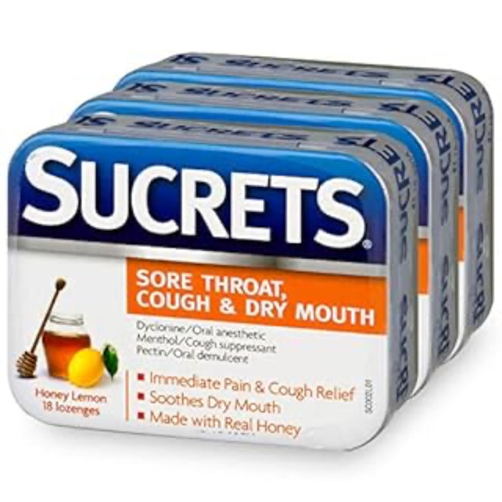 Sucrets Medicated Honey Lemon Lozenges, 18 Count x 3 Pack (54 total)