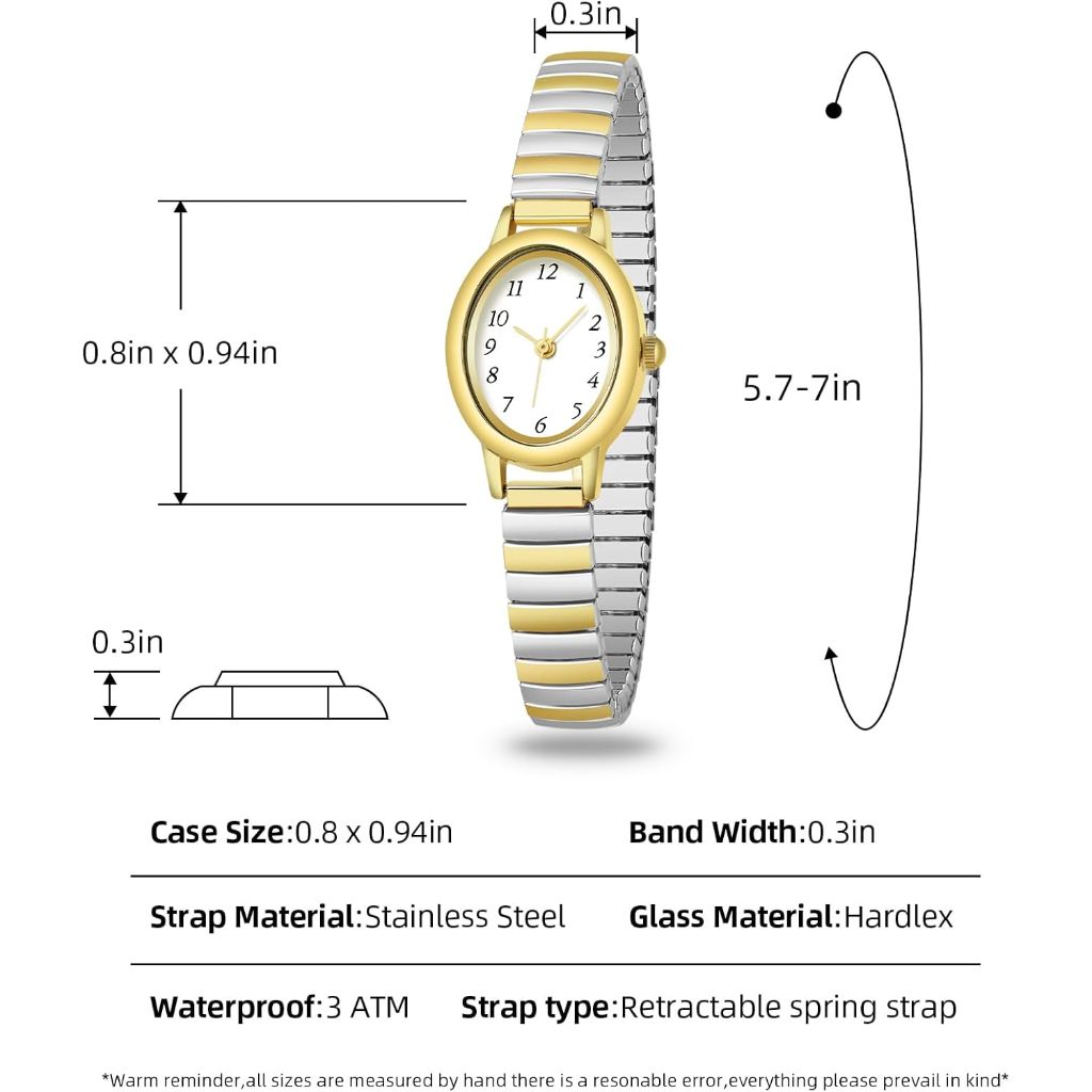 TWOPTION Gold Watches for Women, Analog Watch with Alloy Steel Expansion Band