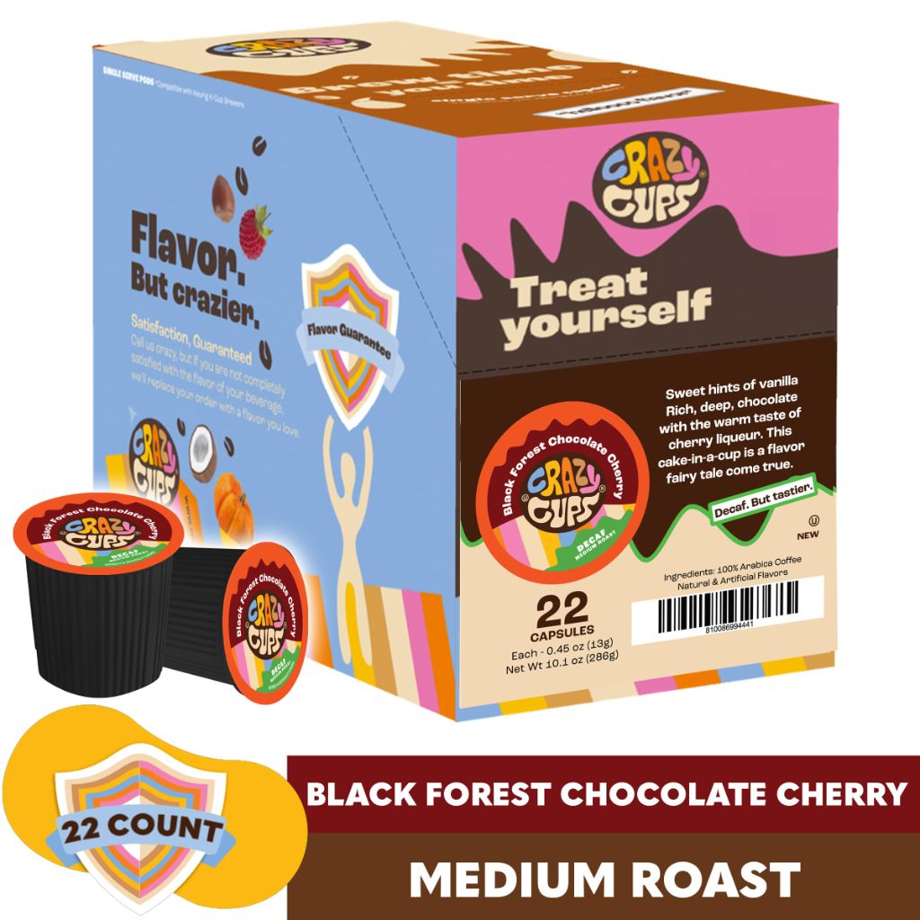 Crazy Cups Decaf Black Forest Chocolate Cherry Coffee Pods | 22 Ct