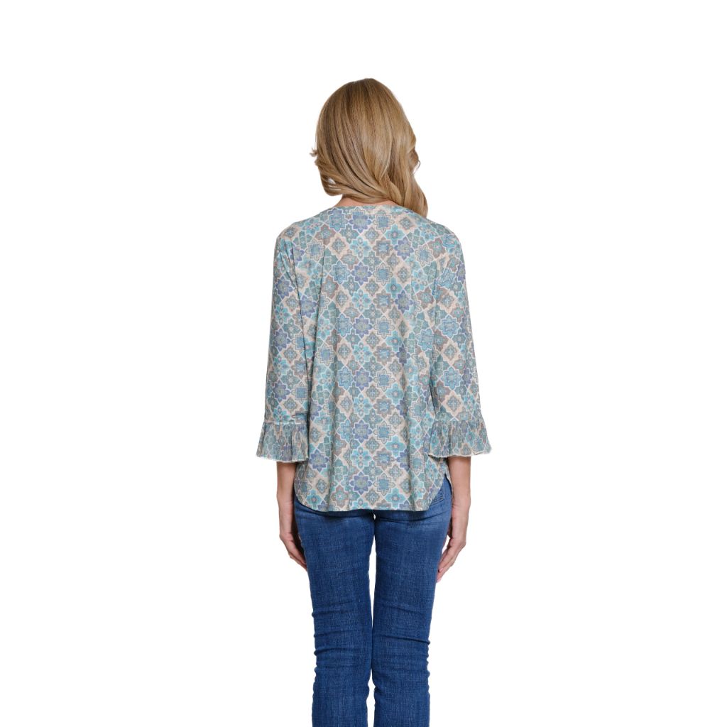 MULTIPLES Women's Y-Neck Placket Band Collar P/O Top, Multi Plus Size  2X