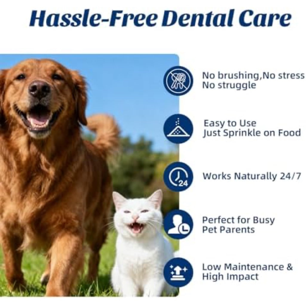 Dog Dental Cleaning Powder – Fresh Breath & Tartar Control Formula with Nordic Ascophyllum Nodosum and Enzymes, 50 g (50 Servings)