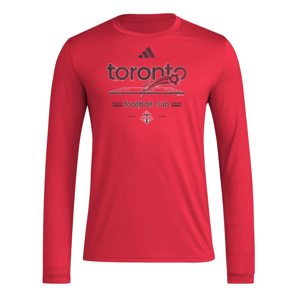 adidas Men's MLS Soccer Pre-Game Long Sleeve T-Shirt - Toronto FC, Red (Large)