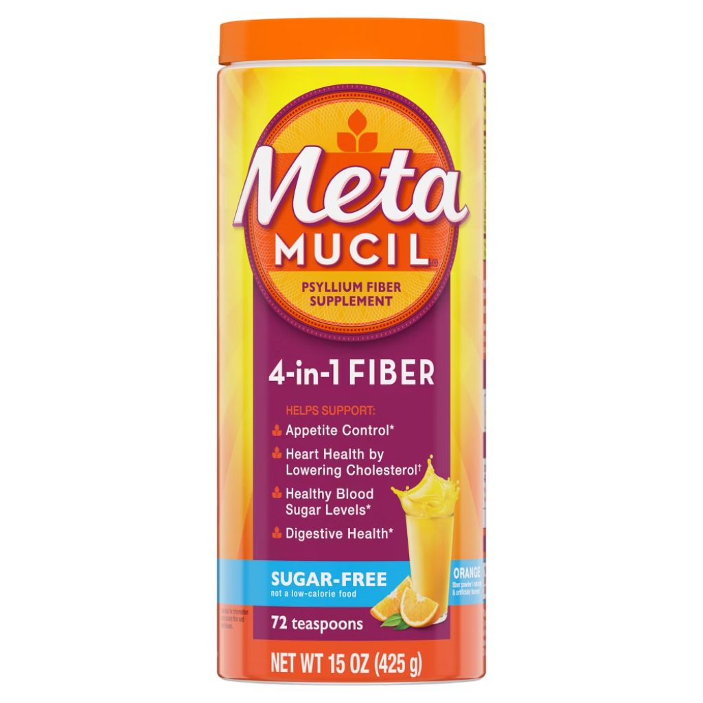 Metamucil Psyllium GLP-1 Friendly Fiber Supplement Sugar Free Powder - Orange - 2.4g Fiber Per Serving - 15oz