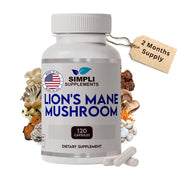 Lion's Mane Mushroom Capsules | Organic Real Mushrooms Lions Mane Powder Supplement - 120 Capsules (2 Month Supply)