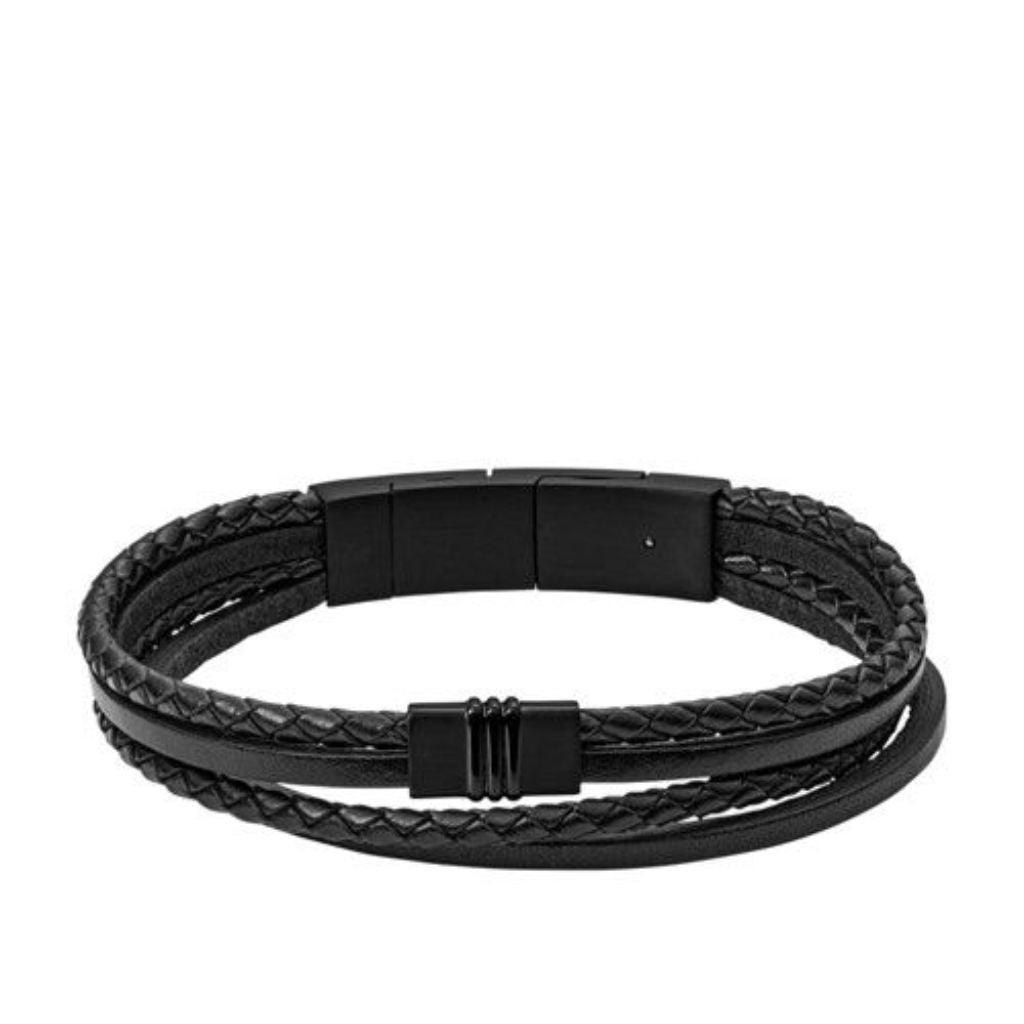 Fossil Men's Multi-Strand Blackout Leather Bracelet - Black, JF03098001