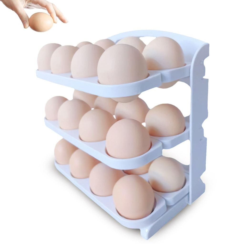 Egg Organizer Tray, Space-Saving Refrigerator Egg Storage Rack, Holds Up to 24 Eggs, Ideal for Fridge, Kitchen, Cabinets, and Dining Table
